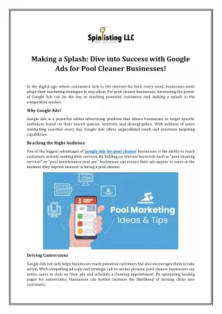 Making a Splash: Dive into Success with Google Ads for Pool Cleaner Businesses!