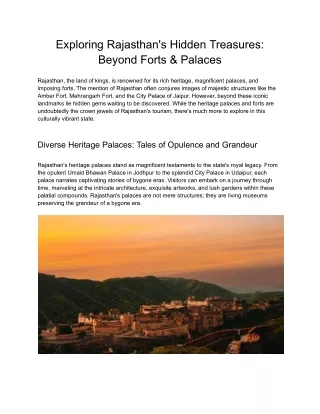 Exploring Rajasthan's Hidden Treasures_ Beyond Forts & Palaces