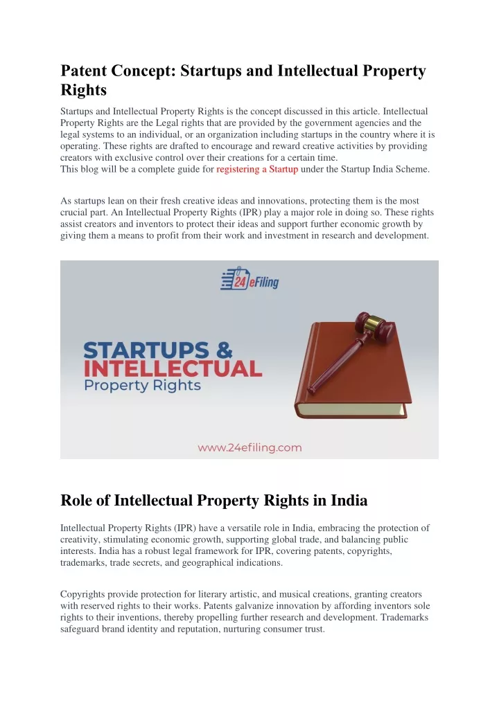 patent concept startups and intellectual property