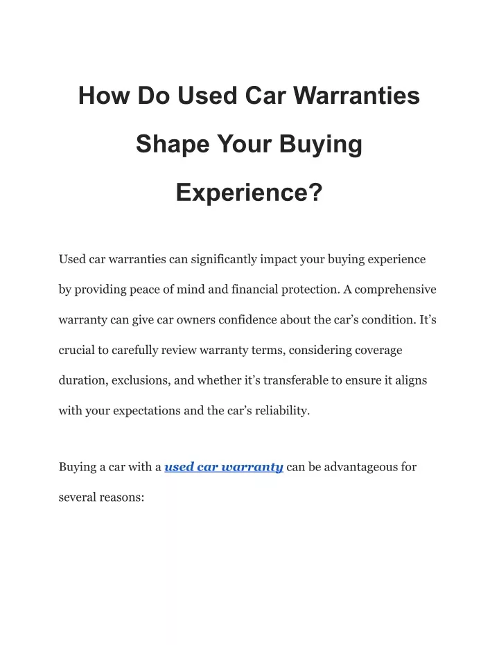 how do used car warranties