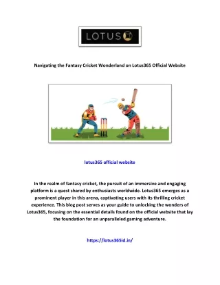 Navigating the Fantasy Cricket Wonderland on Lotus365 Official Website..