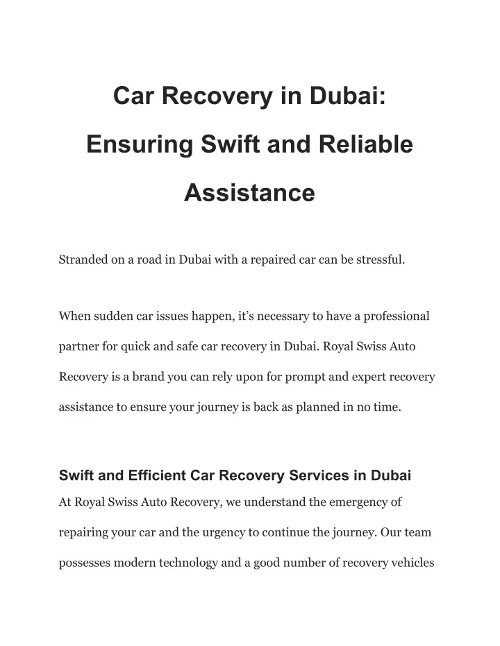 car recovery in dubai