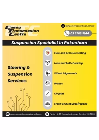 Best Suspension specialist in Pakenham | Casey Transmission