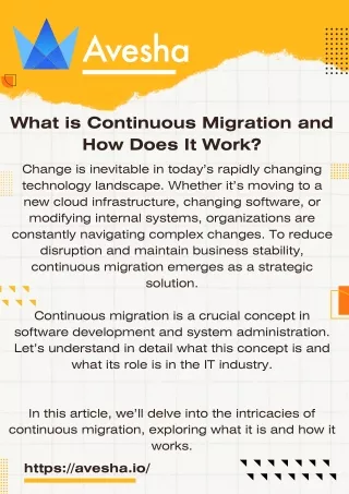 Seamless Transition The Concept of Continuous Migration