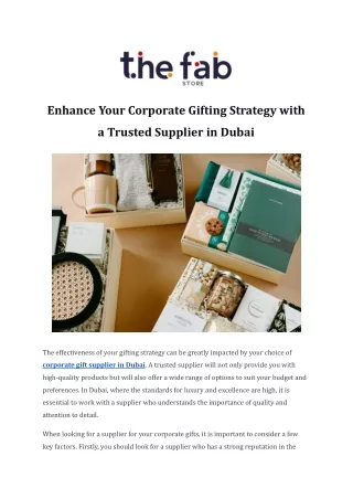 Enhance Your Corporate Gifting Strategy with a Trusted Supplier in Dubai