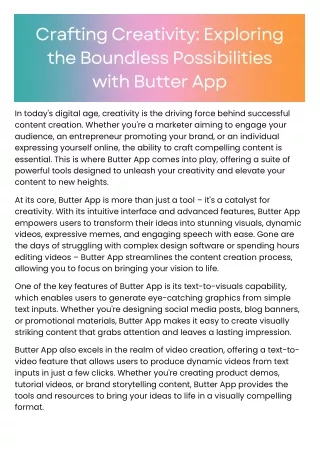 Crafting Creativity: Exploring the Boundless Possibilities with Butter App