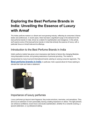 Best Perfume Brands in India Capture the Essence of Luxury