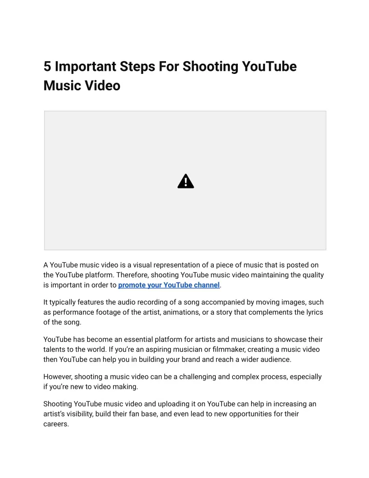 5 important steps for shooting youtube music video