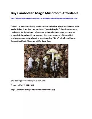 Buy Cambodian Magic Mushroom Affordable