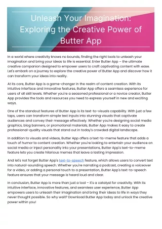 Unleash Your Imagination: Exploring the Creative Power of Butter App