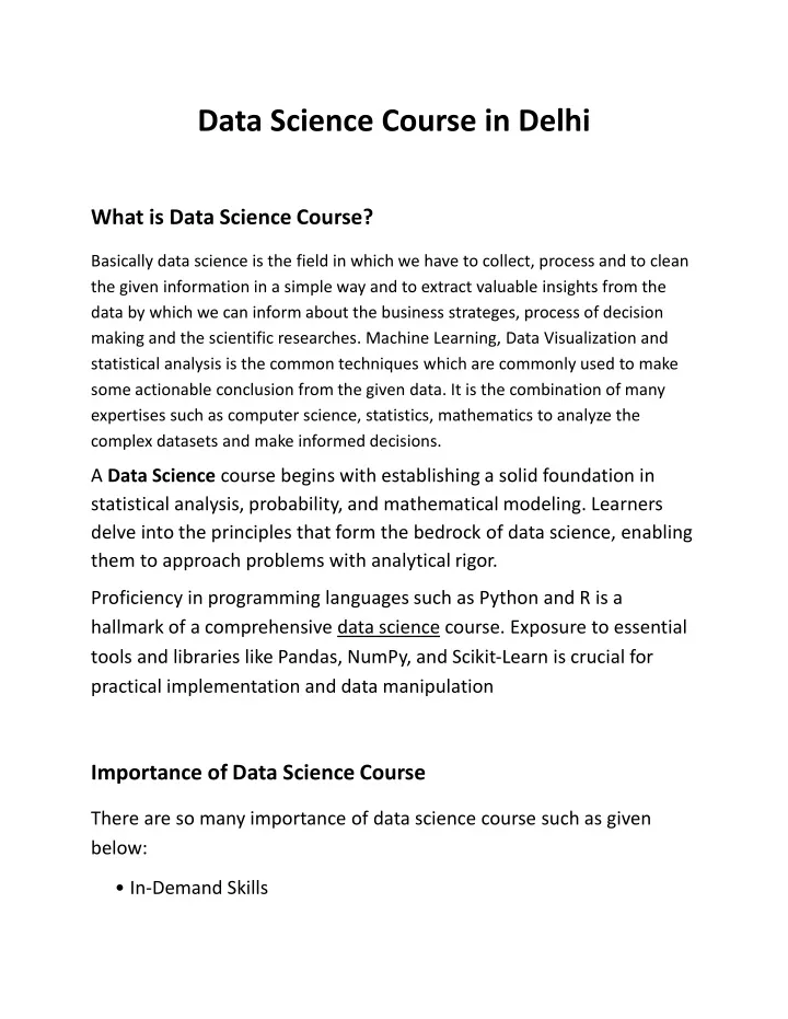 data science course in delhi