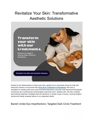 Revitalize Your Skin Transformative Aesthetic Solutions