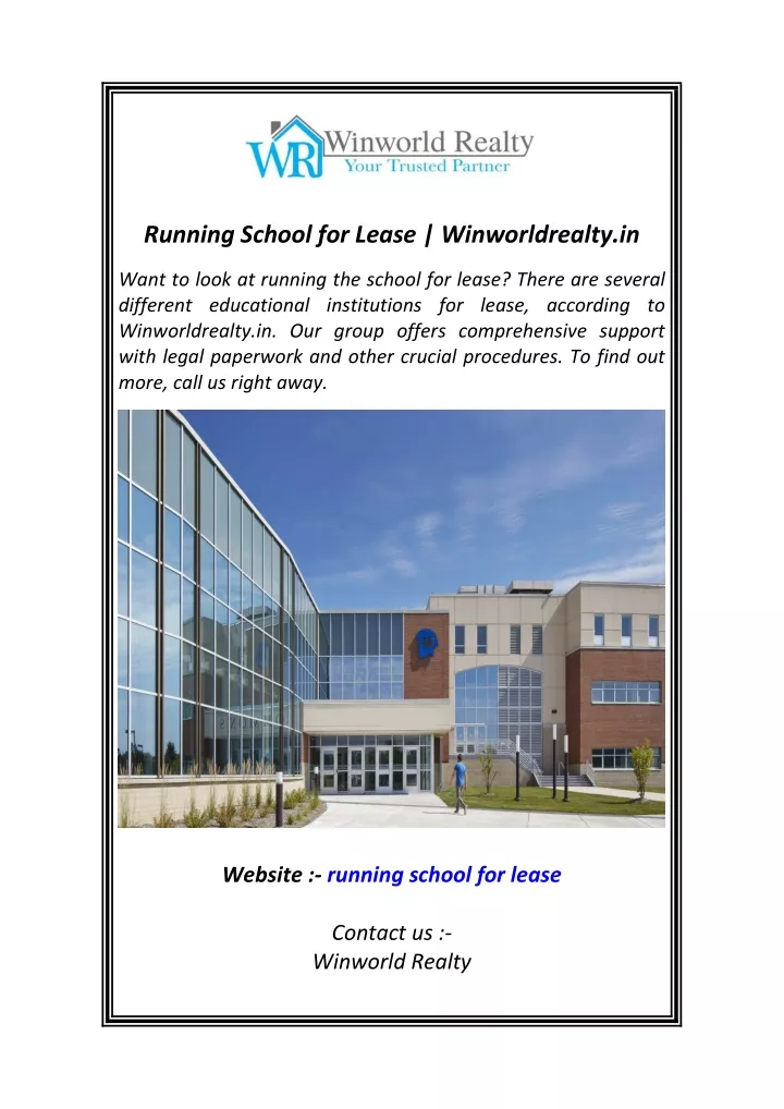running school for lease winworldrealty in