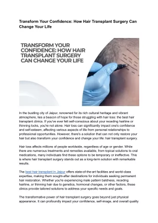 transform your confidence how hair transplant