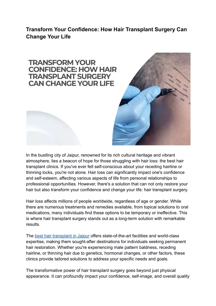 transform your confidence how hair transplant