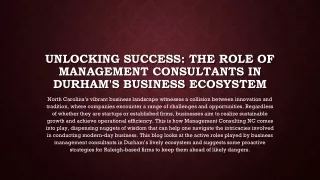Unlocking Success The Role of Management Consultants in Durham's Business Ecosystem