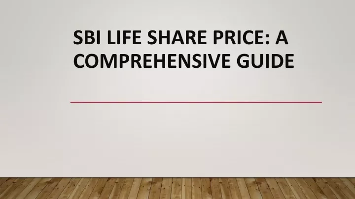 sbi life share price a comprehensive guide