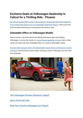 Exclusive Deals at Volkswagen Dealership in Calicut for a Thrilling Ride - Phoenix (1)