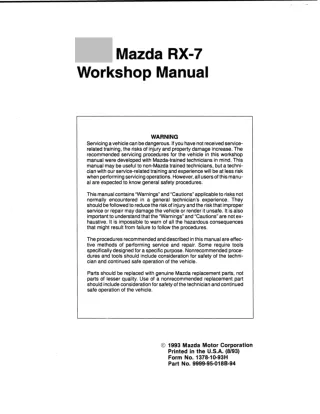 1992 Mazda Rx7 Service Repair Manual