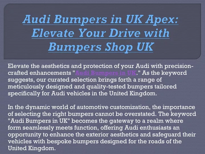 audi bumpers in uk apex elevate your drive with bumpers shop uk