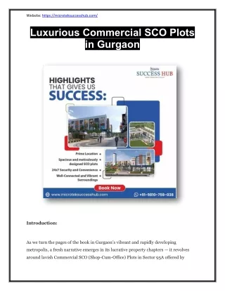 Luxurious Commercial SCO Plots in Gurgaon