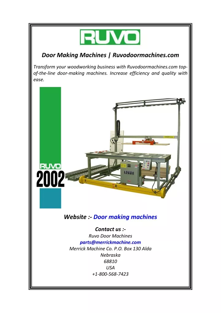 door making machines ruvodoormachines com