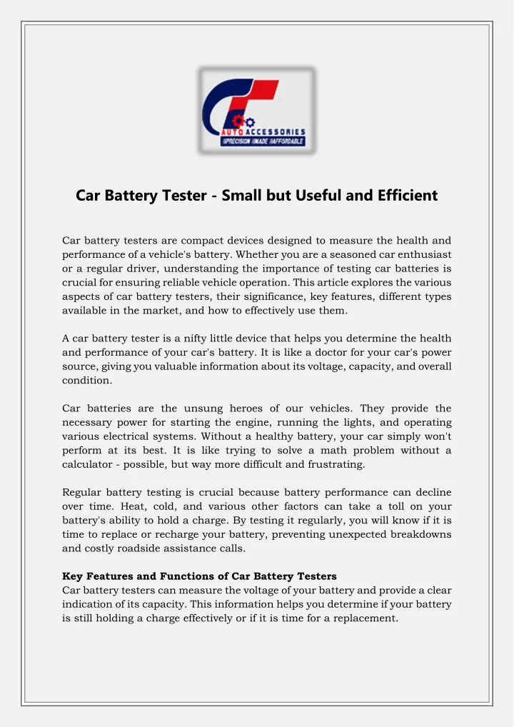 car battery tester small but useful and efficient