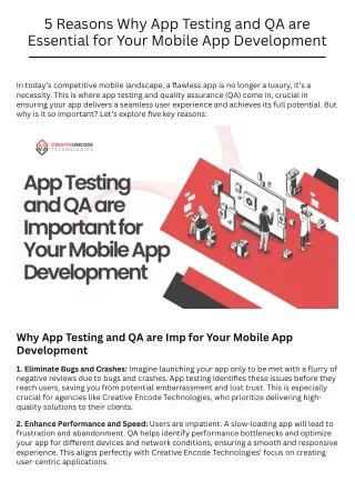 5 Reasons Why App Testing and QA are Essential for Your Mobile App Development