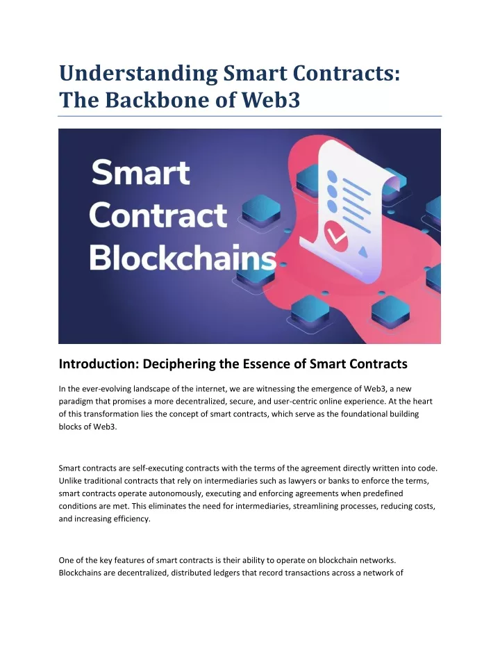 understanding smart contracts the backbone of web3