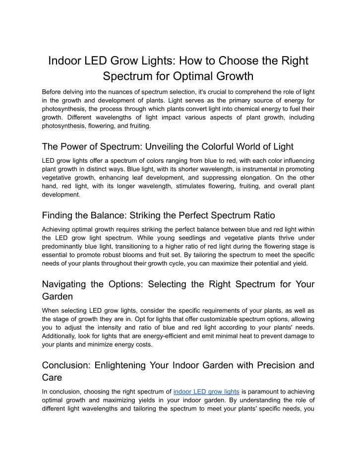 indoor led grow lights how to choose the right