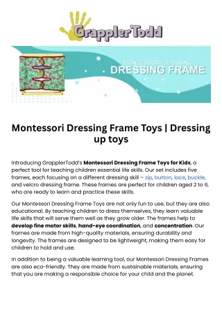 Montessori Dressing Frame Toys