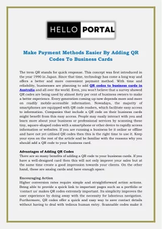 Make Payment Methods Easier By Adding QR Codes To Business Cards