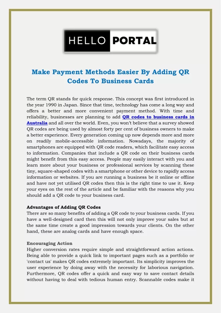 make payment methods easier by adding qr codes