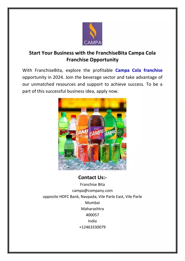 start your business with the franchisebita campa