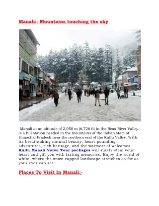 Manali Tour Package