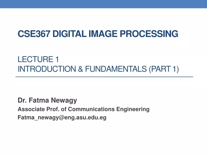 cse367 digital image processing lecture