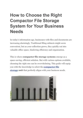How to Choose the Right Compactor File Storage System for Your Business Needs