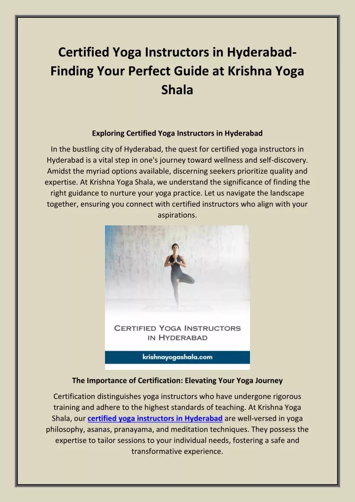 certified yoga instructors in hyderabad finding