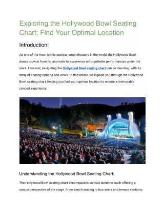 Exploring the Hollywood Bowl Seating Chart Find Your Optimal Location