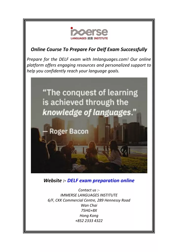 online course to prepare for delf exam