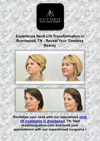 Experience Neck Lift Transformation in Brentwood, TN - Reveal Your Timeless Beau