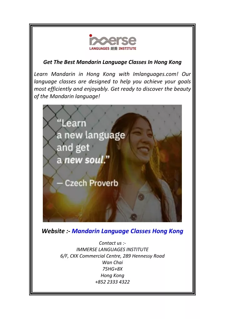 get the best mandarin language classes in hong