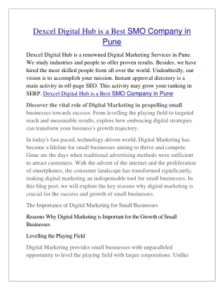Dexcel Digital Hub is a Best SMO Company in Pune