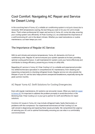 Cool Comfort: Navigating AC Repair and Service for Desert Living