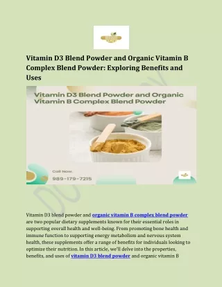 Exploring Benefits of Vitamin D3 Blend Powder