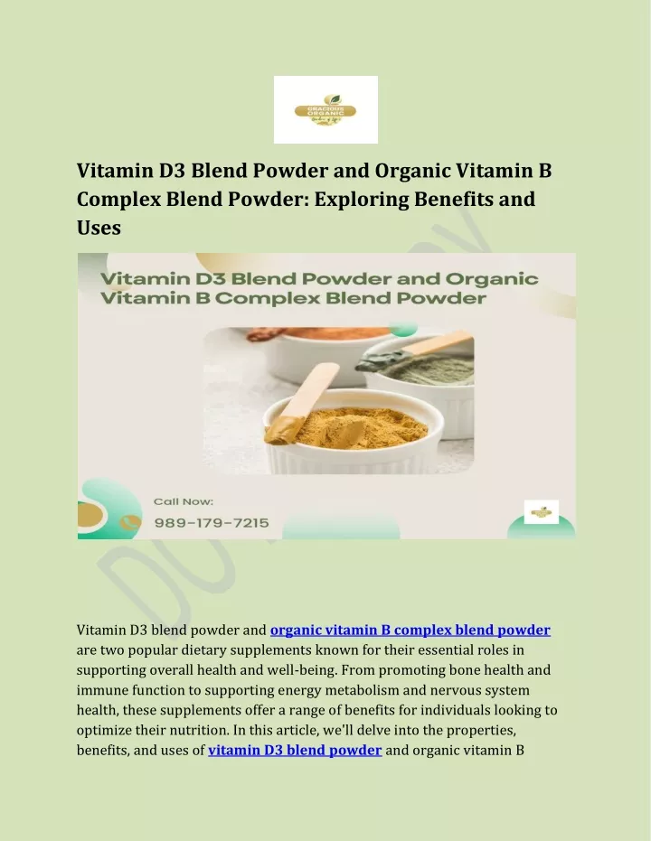 vitamin d3 blend powder and organic vitamin