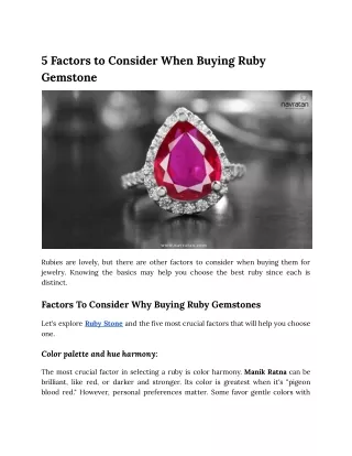 5 factors to consider when buying ruby gemstone