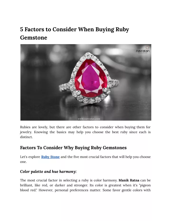 5 factors to consider when buying ruby gemstone