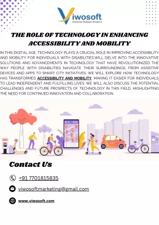 The Role of Technology in Enhancing Accessibility and Mobility