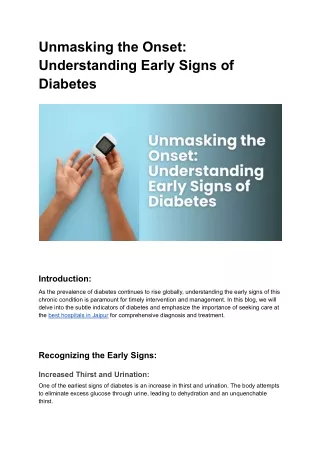 Unmasking the Onset_ Understanding Early Signs of Diabetes